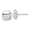 14K White Gold 10mm Polished Puffed Square Button Post Earrings