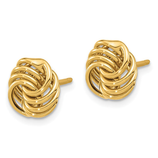 14K 10mm Polished Love Knot Post Earrings