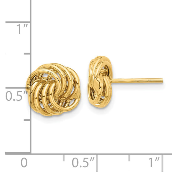 14K 10mm Polished Love Knot Post Earrings