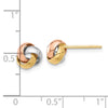14K Tri-color 7.4mm Polished Love Knot Post Earrings