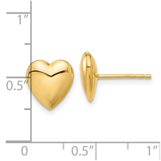 14K Polished Puffed Heart Post Earrings
