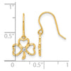 14k and White Rhodium Diamond-cut Clover Dangle French Hook Earrings