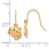 14k with Rose and White Rhodium Diamond-cut Ladybug Dangle French Hook Earrings