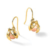 14k with Rose and White Rhodium Diamond-cut Ladybug Dangle French Hook Earrings