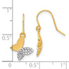 14k and White Rhodium Diamond-cut Butterfly Dangle French Hook Earrings