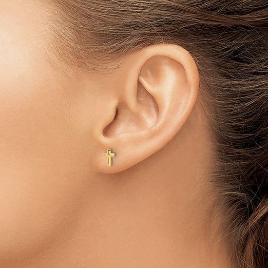 Gold Cross Post Earrings