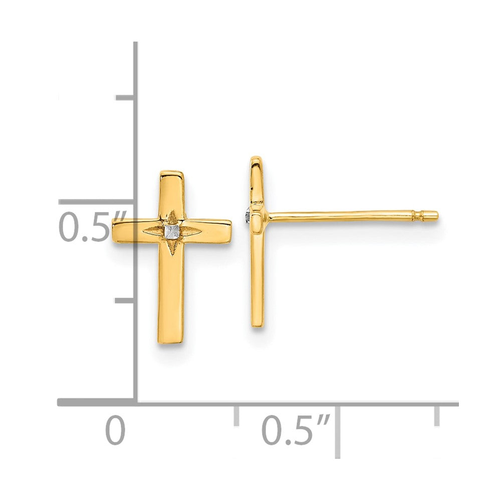 14k and White Rhodium Cross Post Earrings