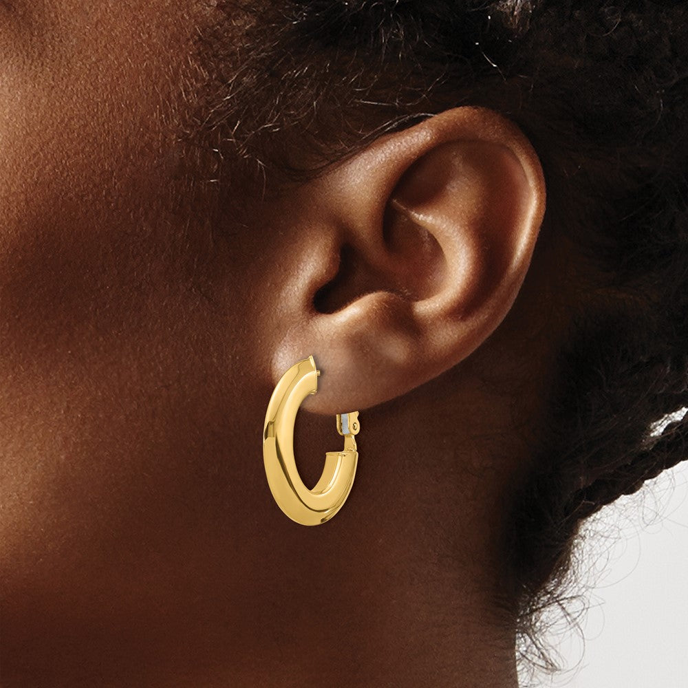 Gold Knife-edge Omega Back Hoop Earrings
