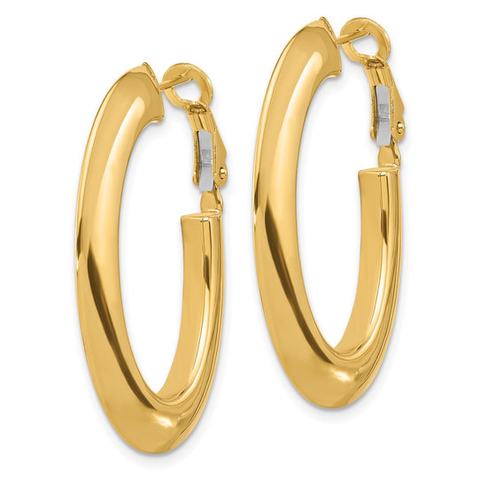 Gold Knife-edge Omega Back Hoop Earrings