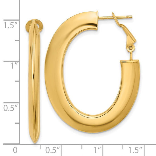 Gold Knife-edge Omega Back Hoop Earrings