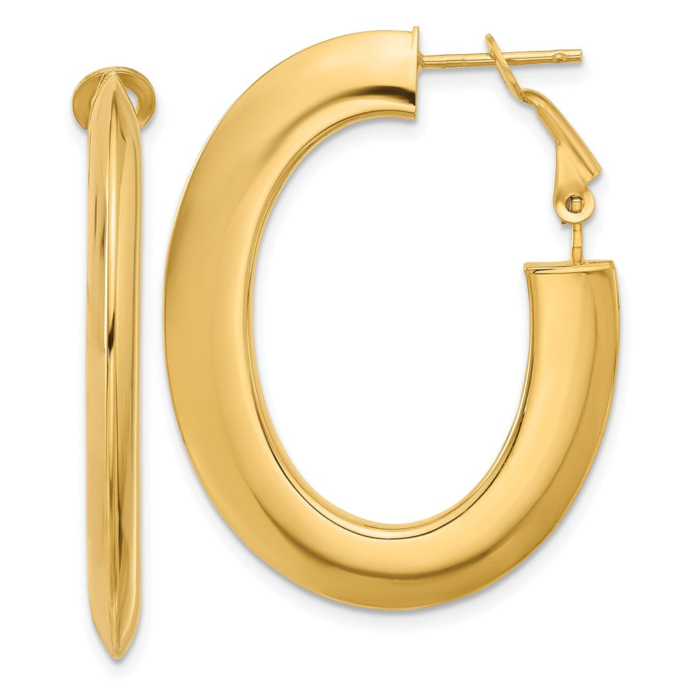 Gold Knife-edge Omega Back Hoop Earrings