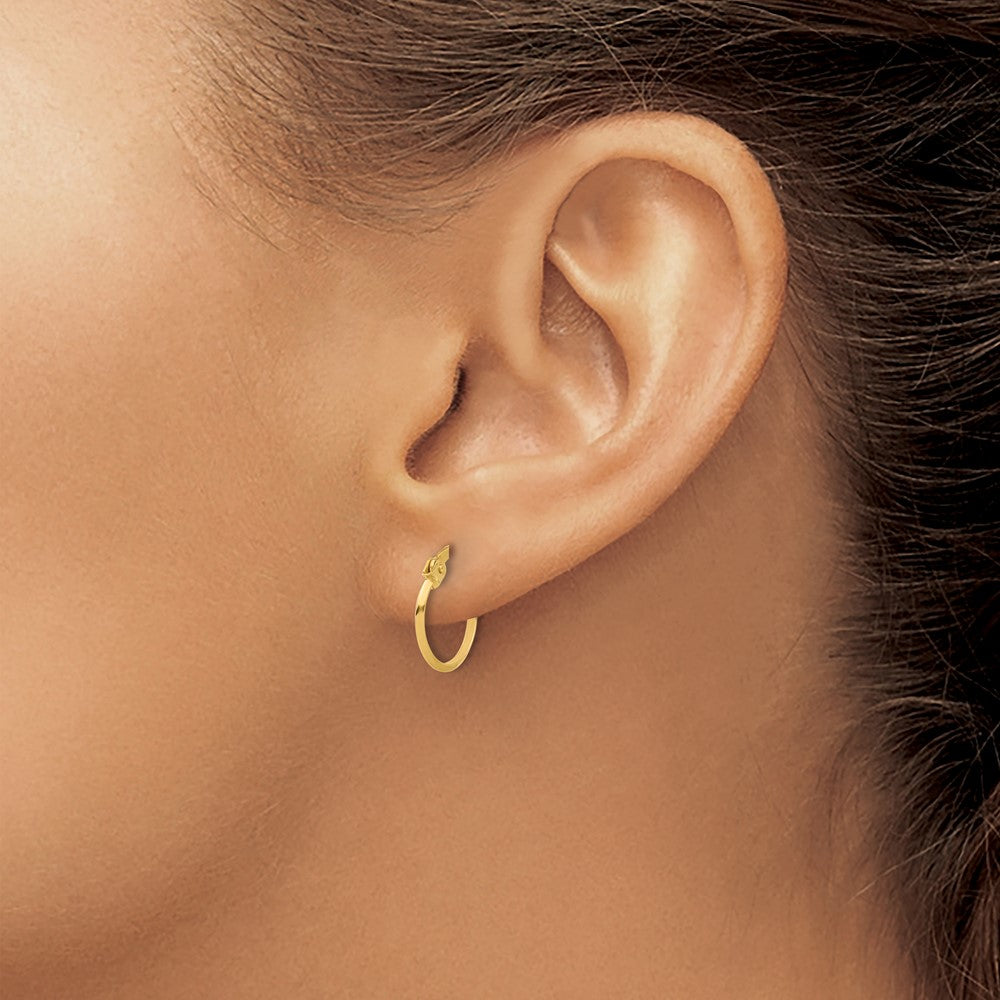 14K 1.1x13mm Polished Knife-Edge Tube Hoop Earrings