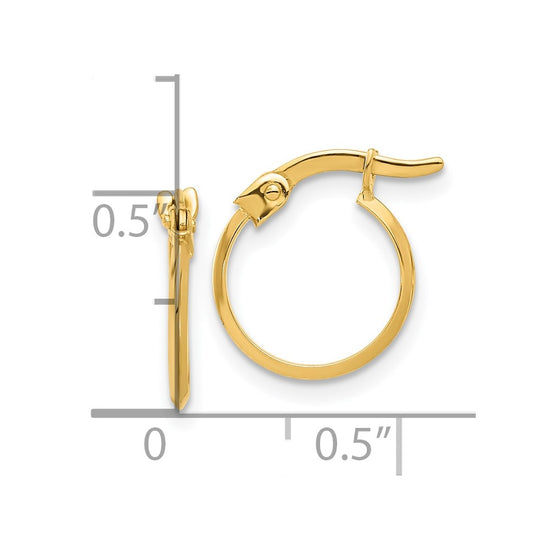 14K 1.1x13mm Polished Knife-Edge Tube Hoop Earrings