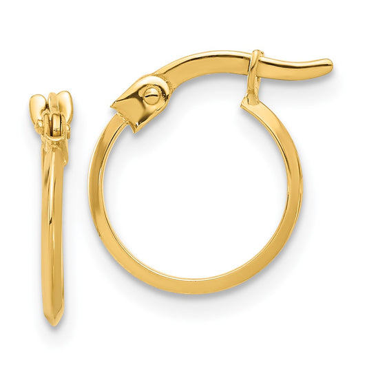 14K 1.1x13mm Polished Knife-Edge Tube Hoop Earrings