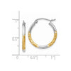 2mm Gold White Rhodium Diamond-cut Hoop Earrings