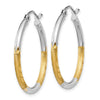 2mm Gold White Rhodium Diamond-cut Hoop Earrings