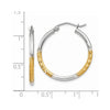 2mm Gold White Rhodium Diamond-cut Hoop Earrings