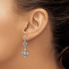 14K White Gold Diamond-cut Filigree Dangle Post Earrings