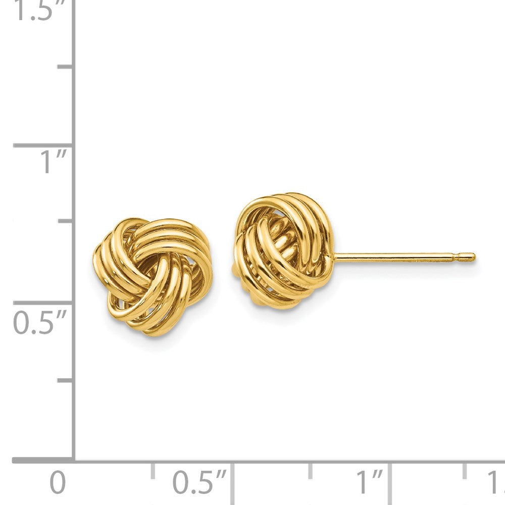 14k 9mm Polished Triple Love Knot Post Earrings