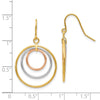 14k Tri-Color Graduated Circles Dangle French Hook Earrings