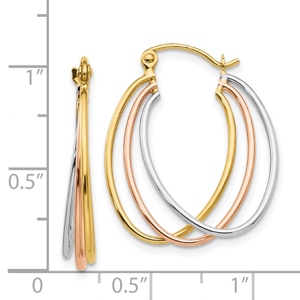 Gold Tri-color Triple Hoop Earrings