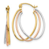 Gold Tri-color Triple Hoop Earrings