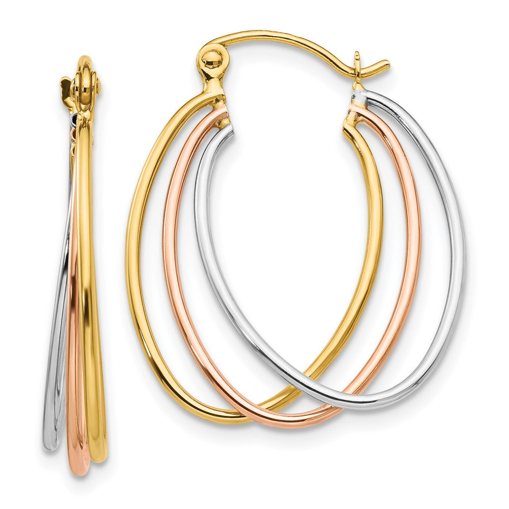 Gold Tri-color Triple Hoop Earrings