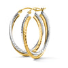 14k Two-tone Diamond-cut Polished Oval Hoop Earring