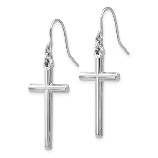 Gold Cross Shepard Hook Earrings