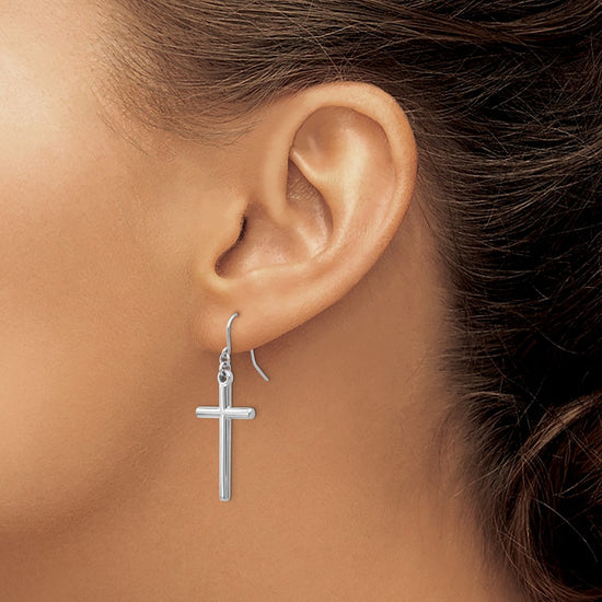 Gold Cross Shepard Hook Earrings