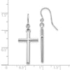 14k White Gold Hollow Polished Cross Dangle French Hook Earrings