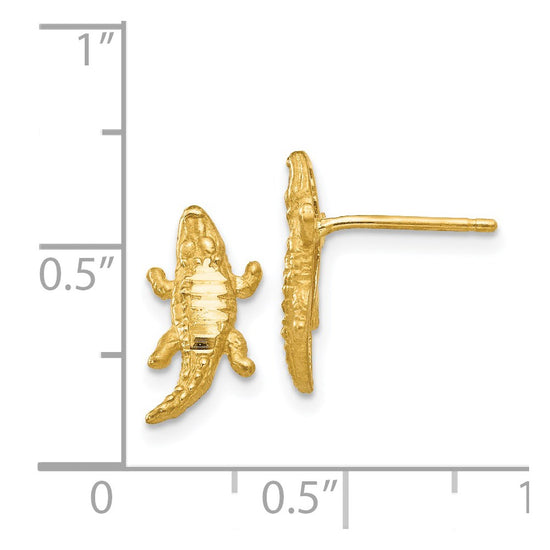 14K Diamond-cut Alligator Earrings