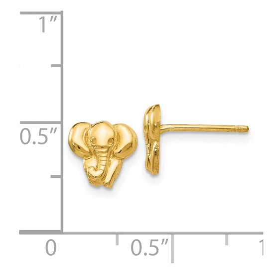Gold Elephant Post Earrings