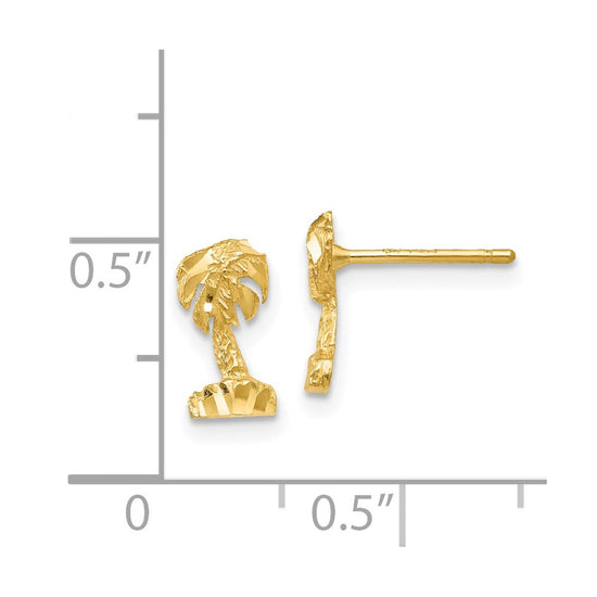 14K Diamond-cut Palm Tree Post Earrings