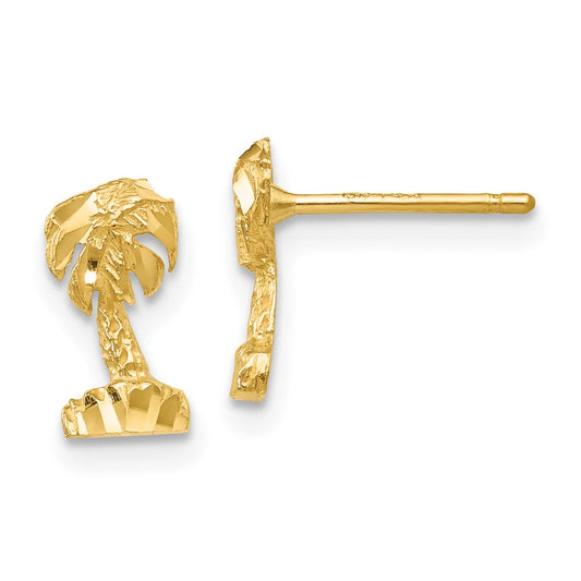14K Diamond-cut Palm Tree Post Earrings