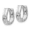 14K White Gold Diamond Cut 4mm Patterned Hinged Hoop Earrings