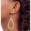 14K Polished and Textured Teardrop Dangle French Hook Earrings