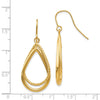 14K Polished and Textured Teardrop Dangle French Hook Earrings
