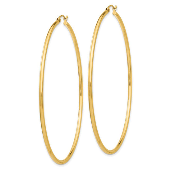 14k 2x70mm Polished Round Tube Hoop Earrings
