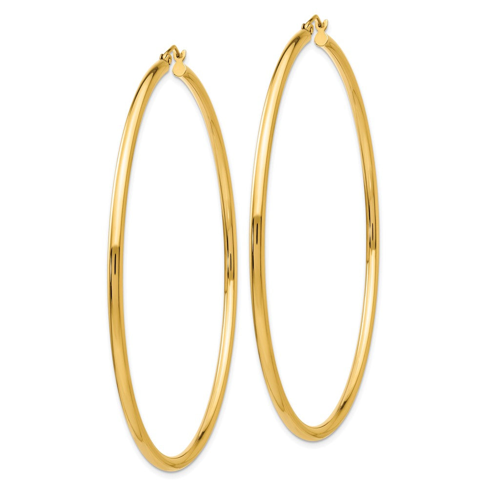 14k 2.25x70mm Polished Round Tube Hoop Earrings