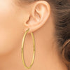 14k 3x70mm Polished Round Tube Hoop Earrings
