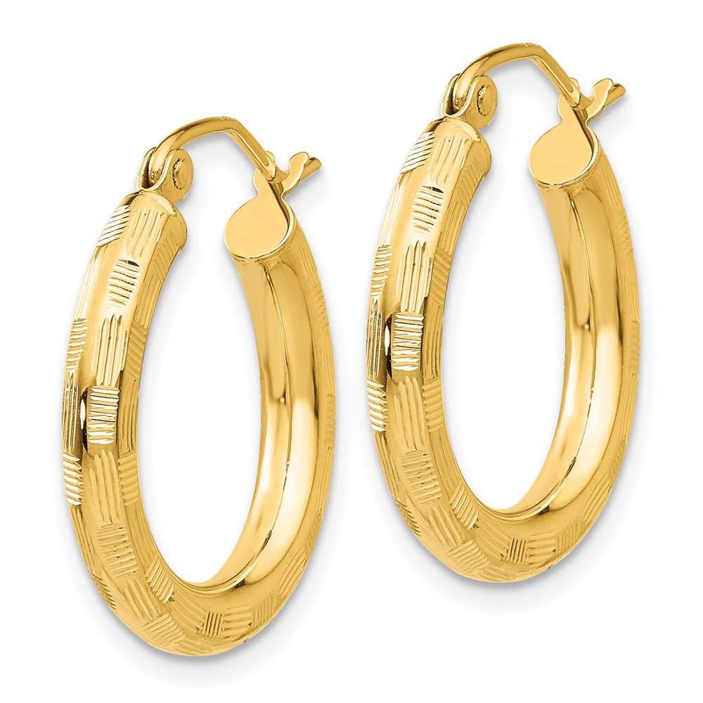 Gold Patterned Diamond-cut Hoop Earrings