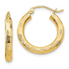 Gold Patterned Diamond-cut Hoop Earrings