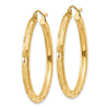 Gold Patterned Diamond-cut Hoop Earrings