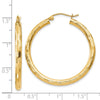 Gold Patterned Diamond-cut Hoop Earrings