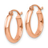 14k Rose Gold 2.75x15mm Polished Tube Hoop Earrings