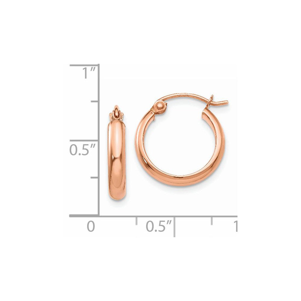 14k Rose Gold 2.75x15mm Polished Tube Hoop Earrings