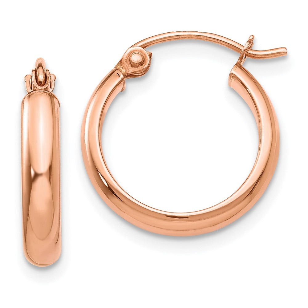 14k Rose Gold 2.75x15mm Polished Tube Hoop Earrings