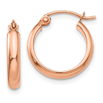 14k Rose Gold 2.75x15mm Polished Tube Hoop Earrings