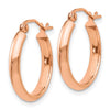 14k Rose Gold 2.75x18mm Polished Tube Hoop Earrings
